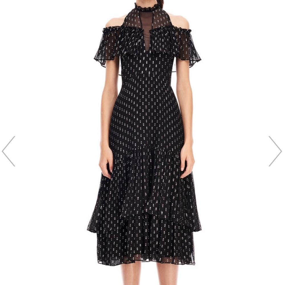 Rebecca Taylor Open Shoulder Metallic Clio Dress